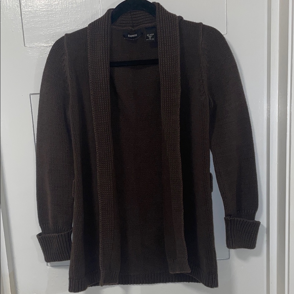 Express Women's Chocolate Open Cardigan